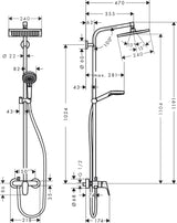 HANSGROHE Showerpipe Crometta E 240 mit Einhebelmischer – 240 mm Kopfbrause, chrom