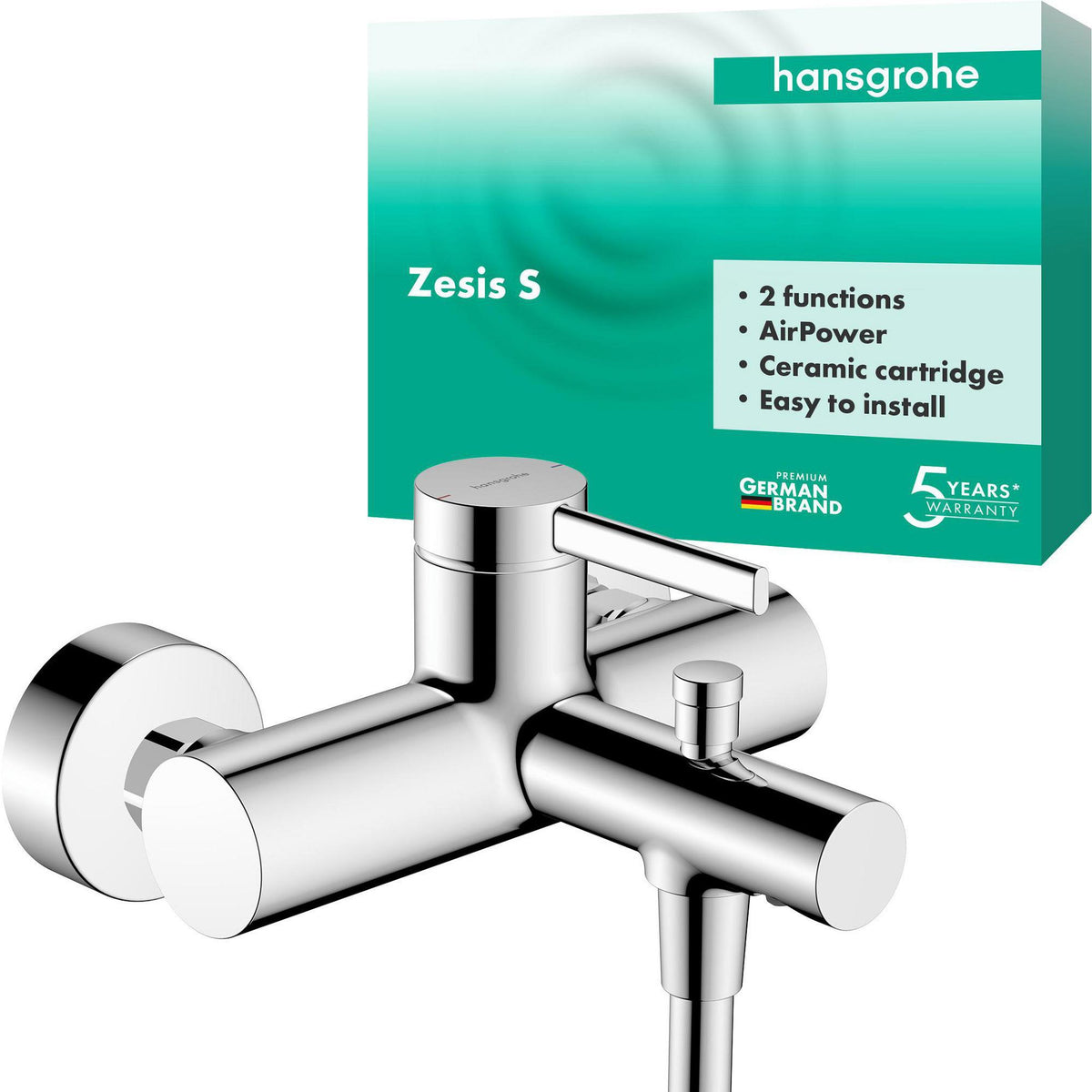 Hansgrohe Zesis S Wannenmischer Aufputz Chrom – 2 Verbraucher, Temperaturbegrenzung