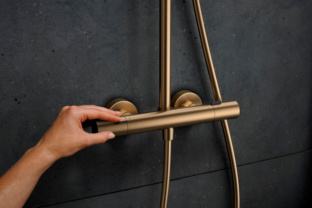 HANSGROHE Showerpipe Pulsify S Puro 1jet mit EcoSmart-Thermostat, chrom – 260 mm Kopfbrause