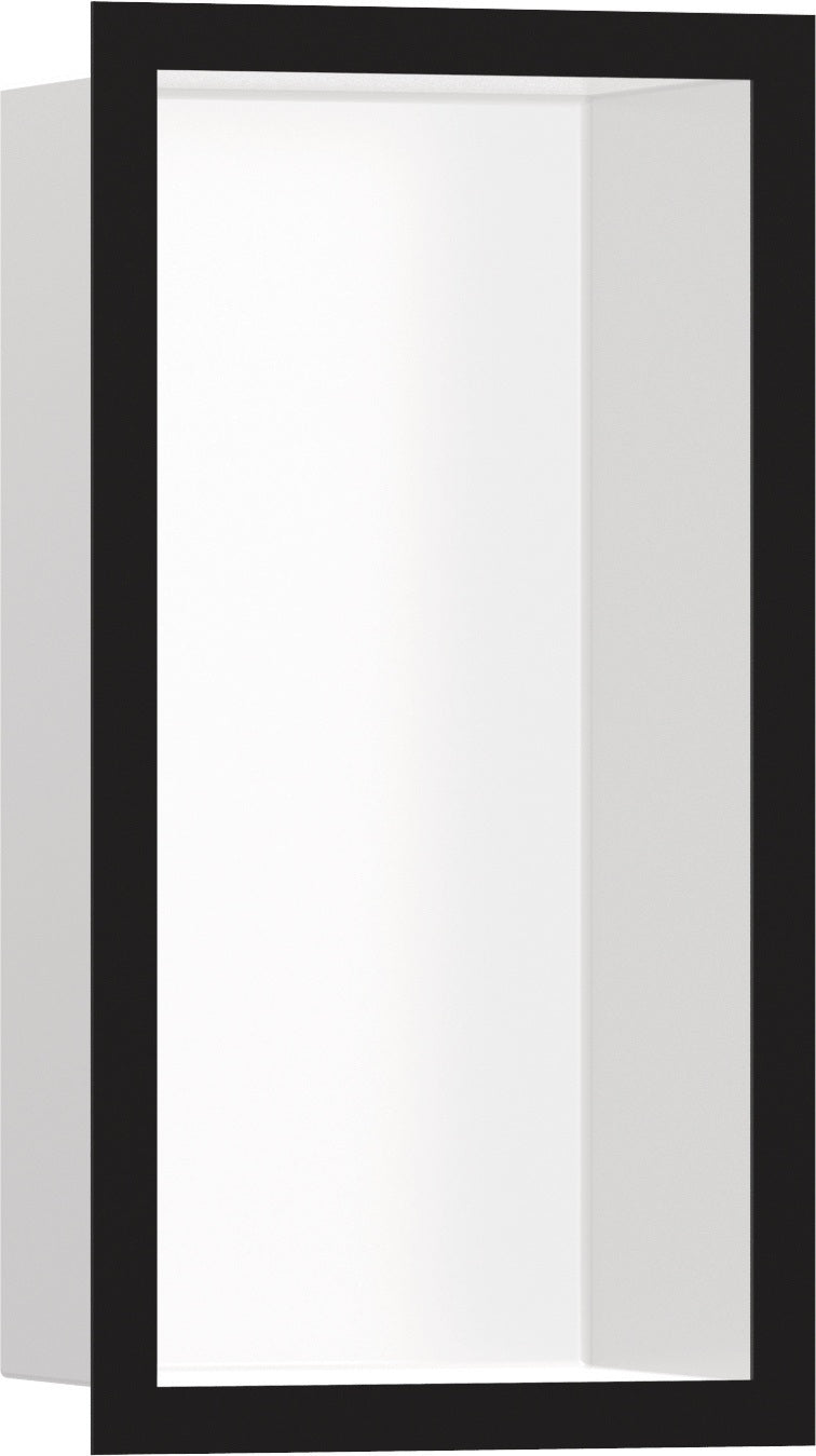 HANSGROHE XtraStoris Individual Wandnische mattweiß 300x150x100 mm mit Designrahmen – Edelstahl V2A