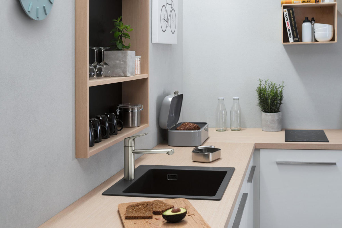 HANSGROHE Einbauspüle S51 450 SilicaTec graphitschwarz 1 Becken 60 cm Unterschrank