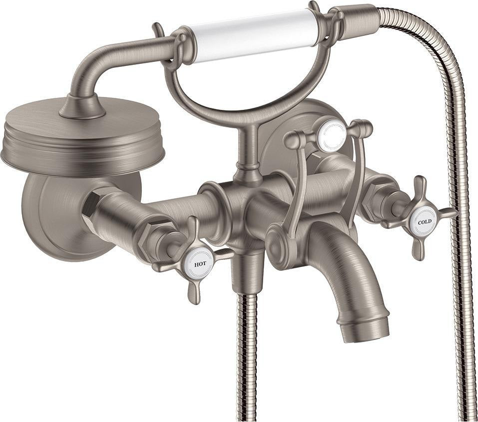 AXOR MONTREUX 2-Griff-Wannenarmatur DN 15, Aufputz, chrom – mit Handbrause & Brausehalter