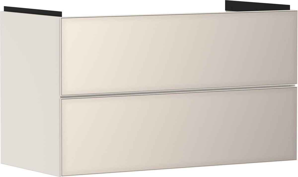 HANSGROHE Xevolos E Waschtischunterschrank 980 mm Eiche Dunkel Mattweiß mit PushOpen und SoftClose