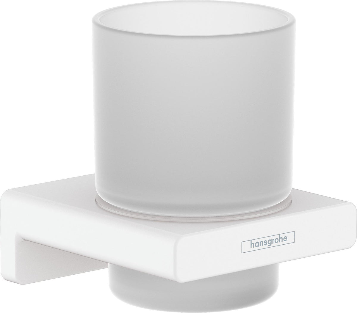 HANSGROHE AddStoris Glashalter Wandmontage Chrom – Mattglas Zahnputzbecher-Halter mit verdeckter Befestigung