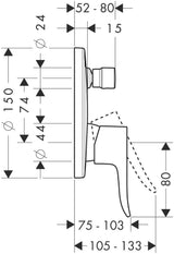 HANSGROHE Metris Wannenmischer DN 15 Unterputz mit integrierter Sicherungskombination Chrom