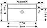 HANSGROHE Waschtisch Xanuia Q 800x480mm weiß mit SmartClean, Hahnloch & Überlauf