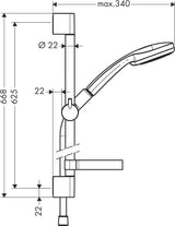 HANSGROHE Brauseset Croma 100 Vario mit Unica´C Stange 900 mm in Chrom – 4 Strahlarten & QuickClean