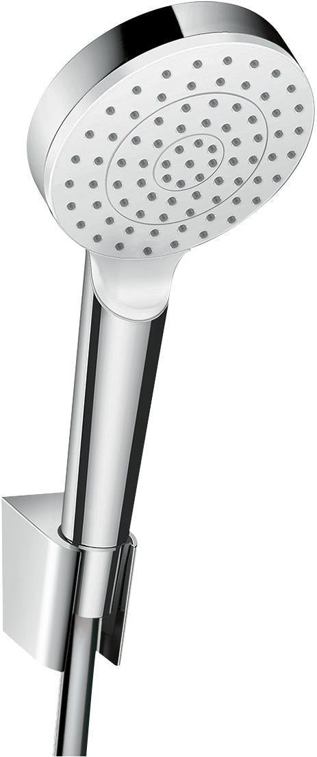HANSGROHE Crometta 1Jet Brauseset mit Porter Brausehalter, 1,25 m Schlauch, weiß/chrom