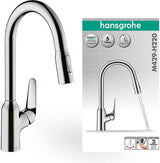 HANSGROHE Focus M42 Spültischmischer 220 mit Ausziehbrause, chrom – ComfortZone, 360° Schwenkbereich