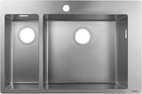 HANSGROHE Einbauspüle S71 Edelstahl 180 x 450 mm – 2 Becken, flächenbündig