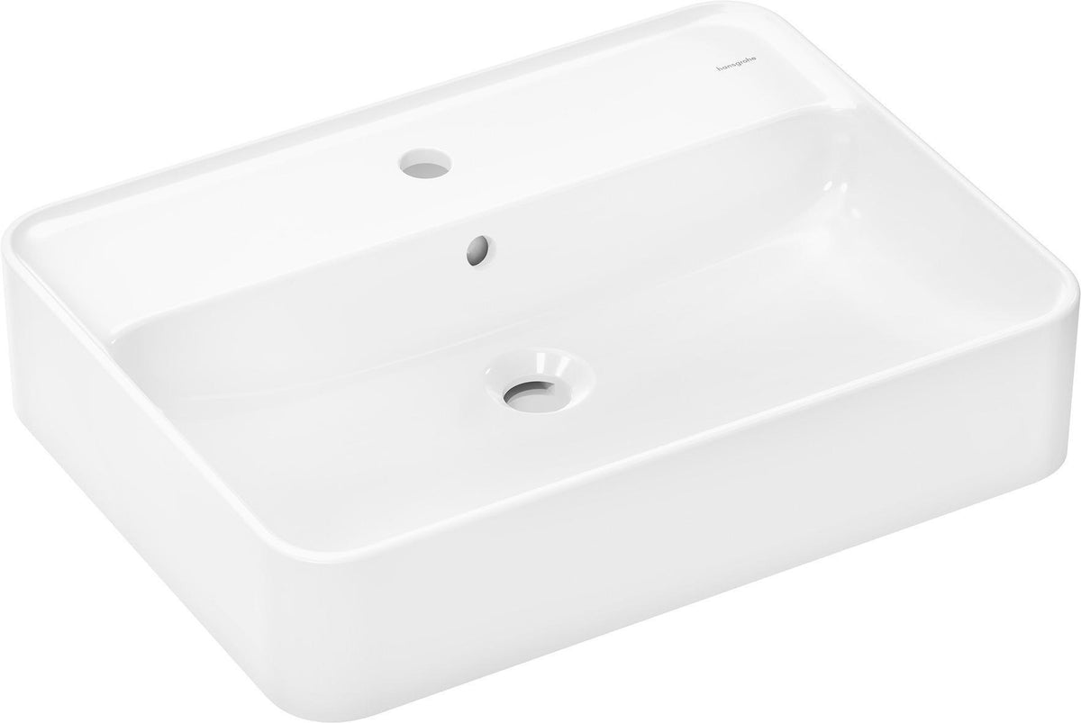 HANSGROHE Xuniva Q Aufsatzwaschtisch 600x450mm weiß mit Hahnloch und Überlauf