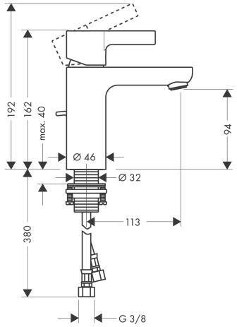 HANSGROHE Metris S Einhebel-Waschtischmischer LowFlow DN 15 mit Zugstangen-Ablaufgarnitur, chrom