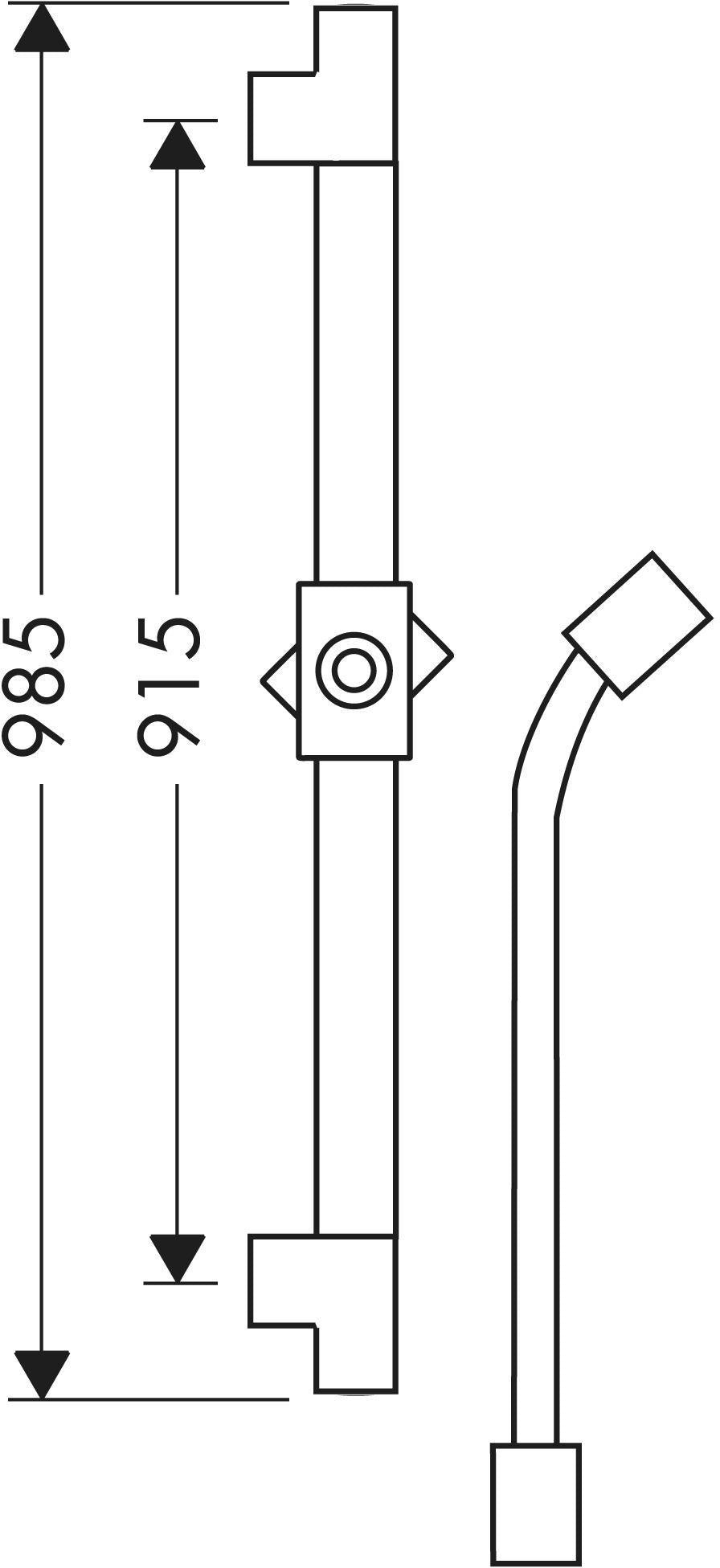 AXOR Brausestange 900 mm mit Brauseschlauch 1600 mm – Chrom, Starck Serie, verdeckte Befestigung