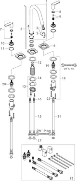 AXOR CITTERIO M 3-Loch-Waschtischarmatur DN 15, Hebelgriffe, Chrom, ComfortZone 160