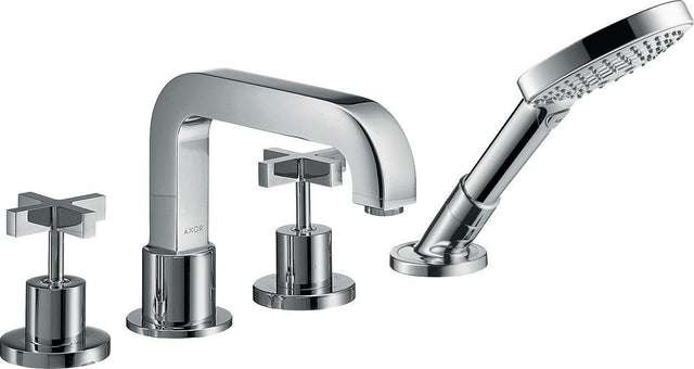 AXOR Citterio 4-Loch Fliesenrandarmatur DN 15 mit Kreuzgriffen und Rosetten in Chrom