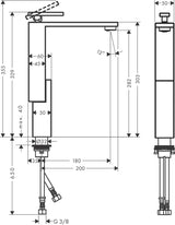 AXOR Edge Waschtischmischer 280 Diamantschliff chrom von Hansgrohe – Einhebelmischer mit Push-Open