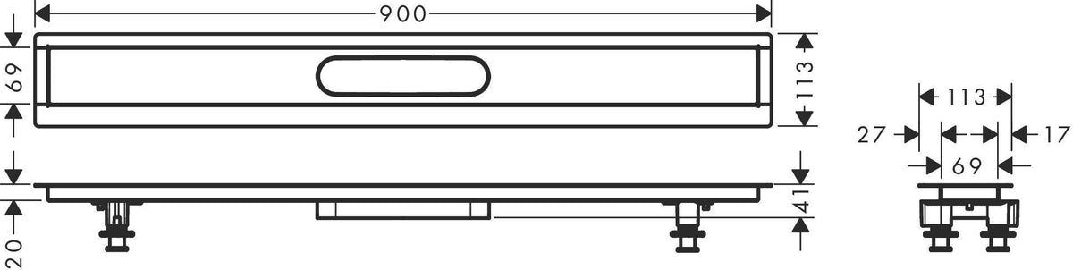 HANSGROHE Installationsset uBox universal für Duschrinnen Fertigsets 600 mm – vormontiertes Dichtvlies & Stellfüße