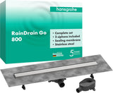 HANSGROHE RainDrain Go Komplettset Duschrinne 800 mm rückseitig befliesbar, matt schwarz