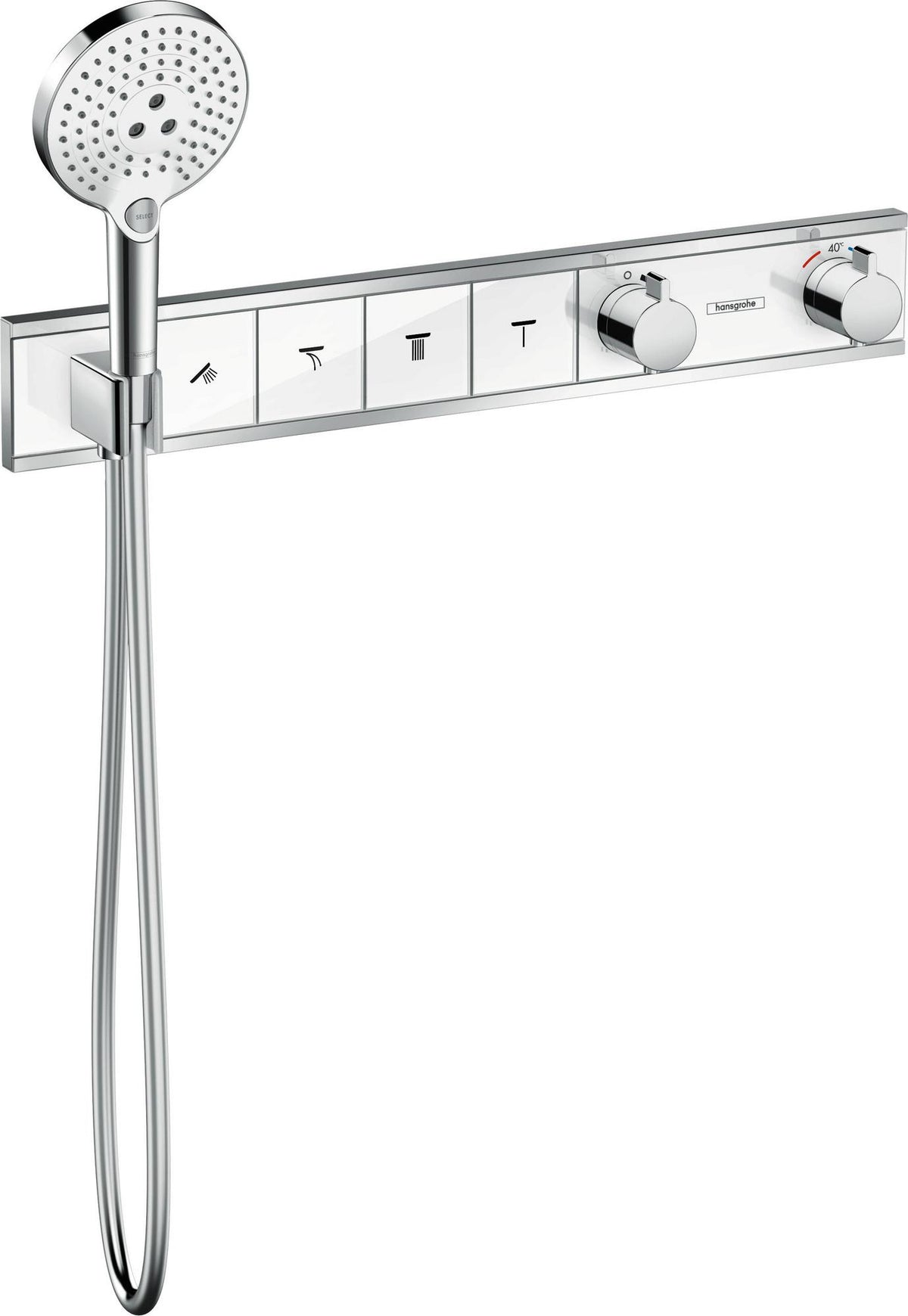 HANSGROHE RainSelect Fertigmontageset Thermostat mit Brausehalter für 4 Verbraucher, Chrom