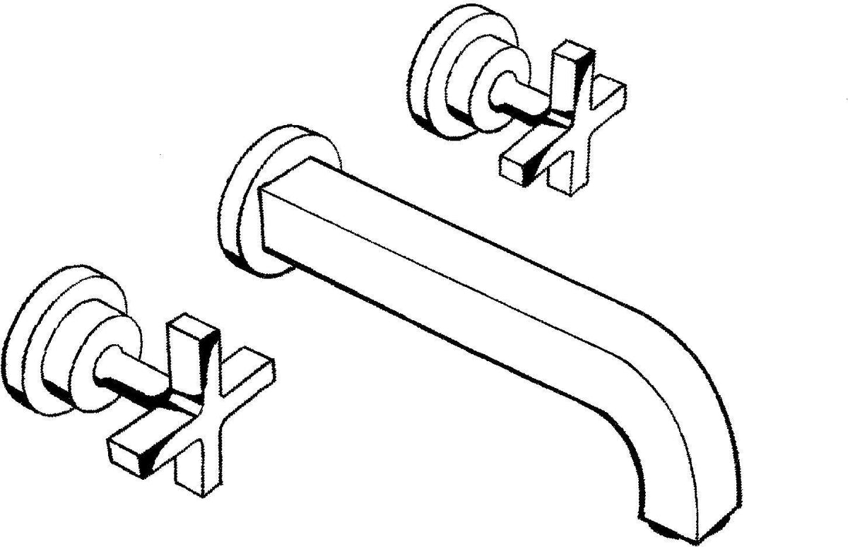 AXOR CITTERIO 3-Loch-Waschtischarmatur DN 15, 222 mm Auslauf, Kreuzgriffe mit Rosetten, Unterputz