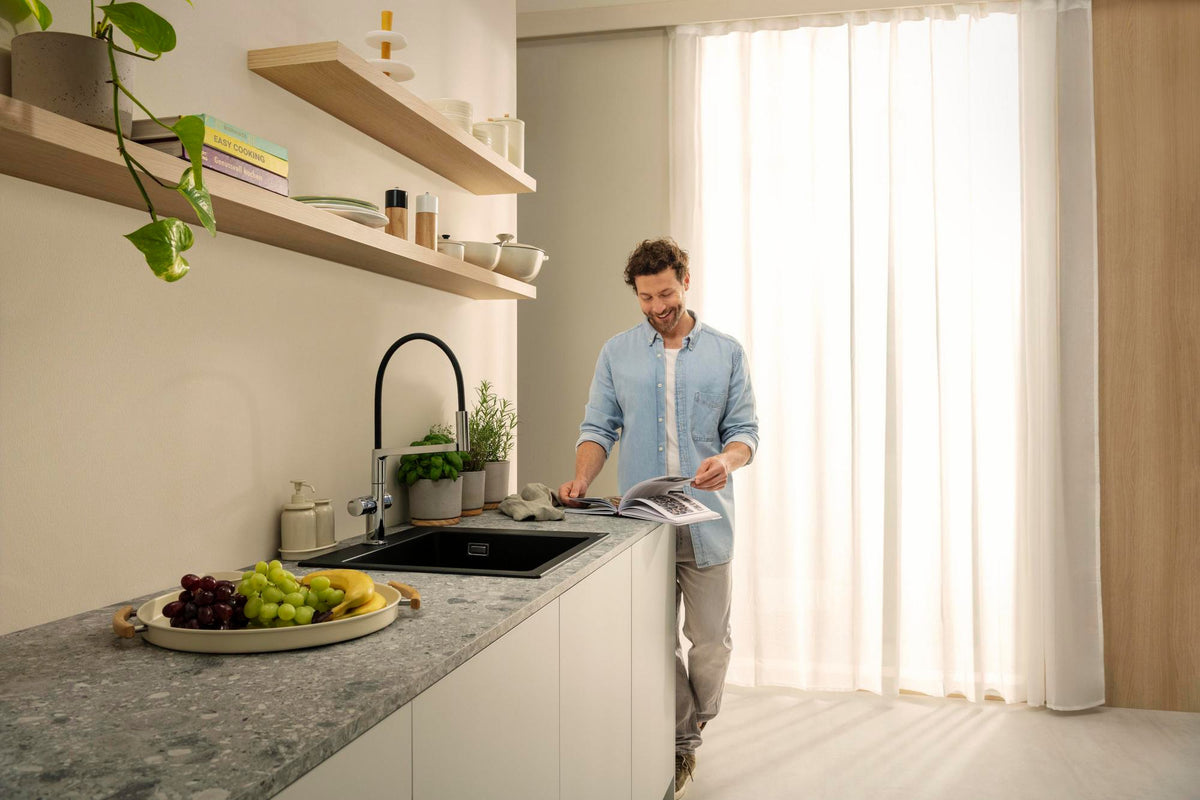 HANSGROHE Einbauspüle S51 450 SilicaTec graphitschwarz 1 Becken 60 cm Unterschrank