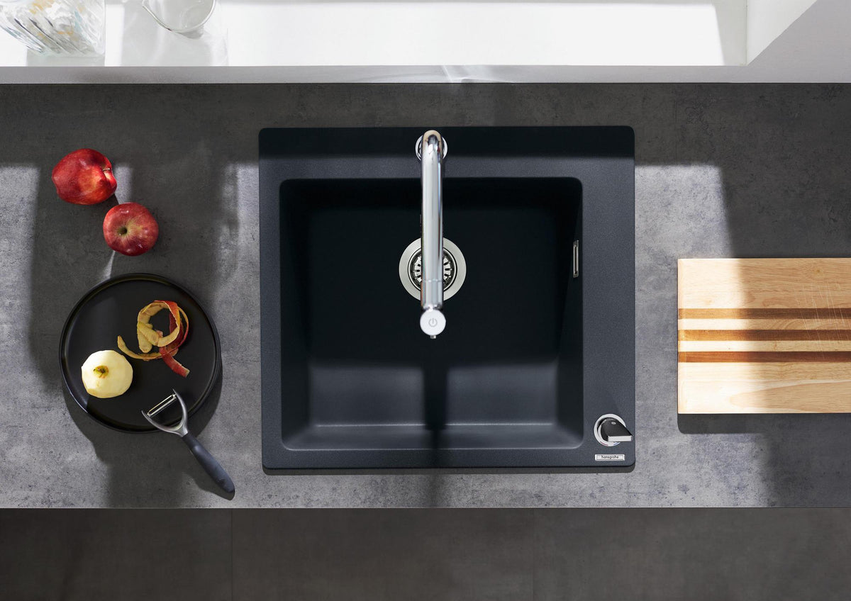 HANSGROHE Einbauspüle S51 450 SilicaTec graphitschwarz 1 Becken 60 cm Unterschrank