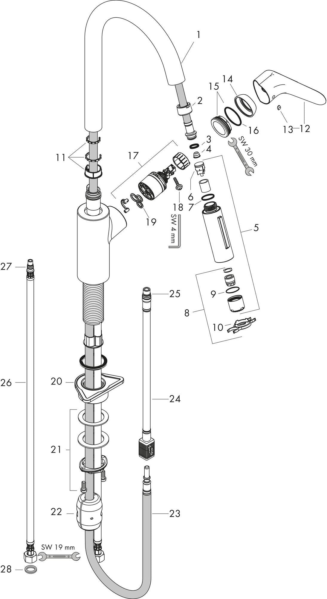 HANSGROHE Focus M41 Einhebel-Küchenmischer 240 mit Ausziehbrause, Chrom