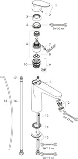 HANSGROHE Focus 100 Einhebel-Waschtischmischer DN 15 CoolStart mit Zugstangen-Ablaufgarnitur