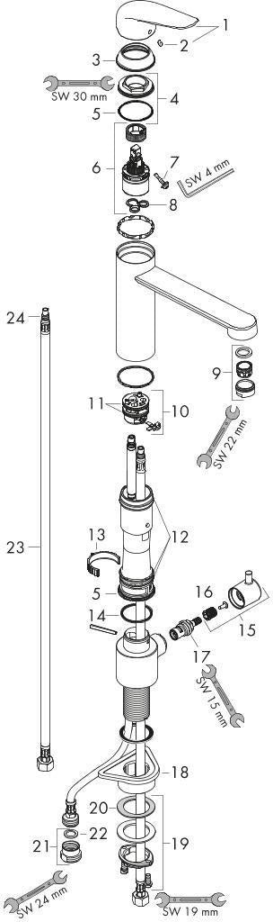 HANSGROHE HG Spültischmischer 180 Schwenkauslauf mit Geräteabsperrventil M424-H180 chrom