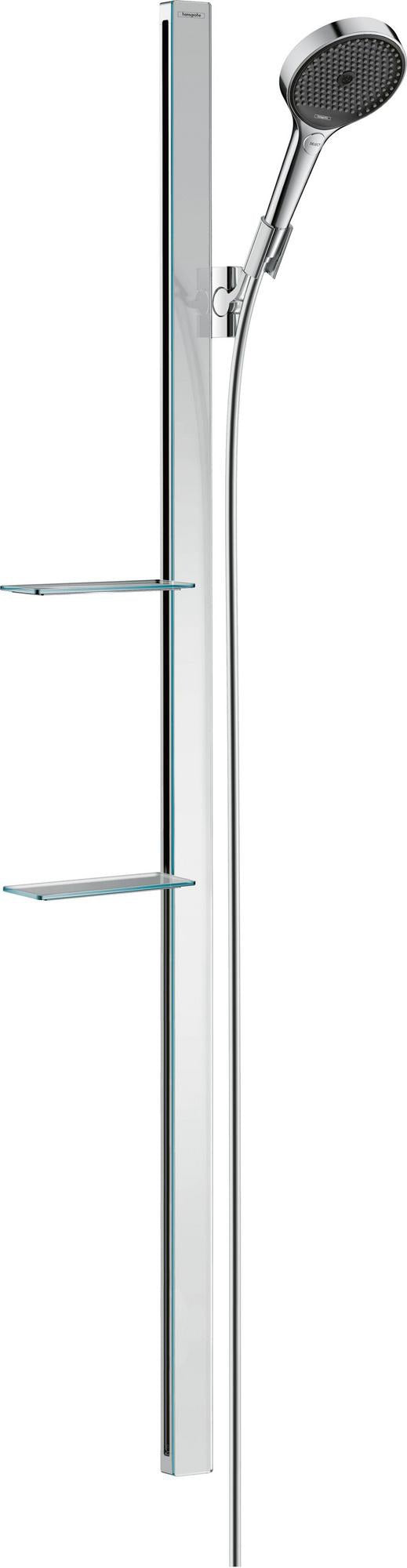 HANSGROHE Rainfinity 130 3jet EcoSmart Brausenset mit Seifenschale, 9 l/min, Chrom – Handbrause, Brausestange, Schlauch