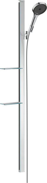HANSGROHE Rainfinity 130 3jet EcoSmart Brausenset mit Seifenschale, 9 l/min, Chrom – Handbrause, Brausestange, Schlauch