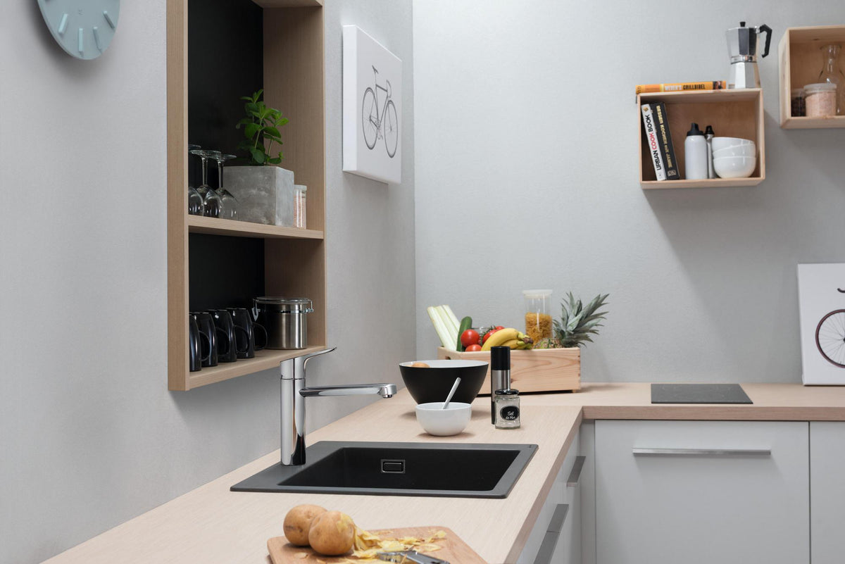 HANSGROHE Einbauspüle S51 450 SilicaTec graphitschwarz 1 Becken 60 cm Unterschrank