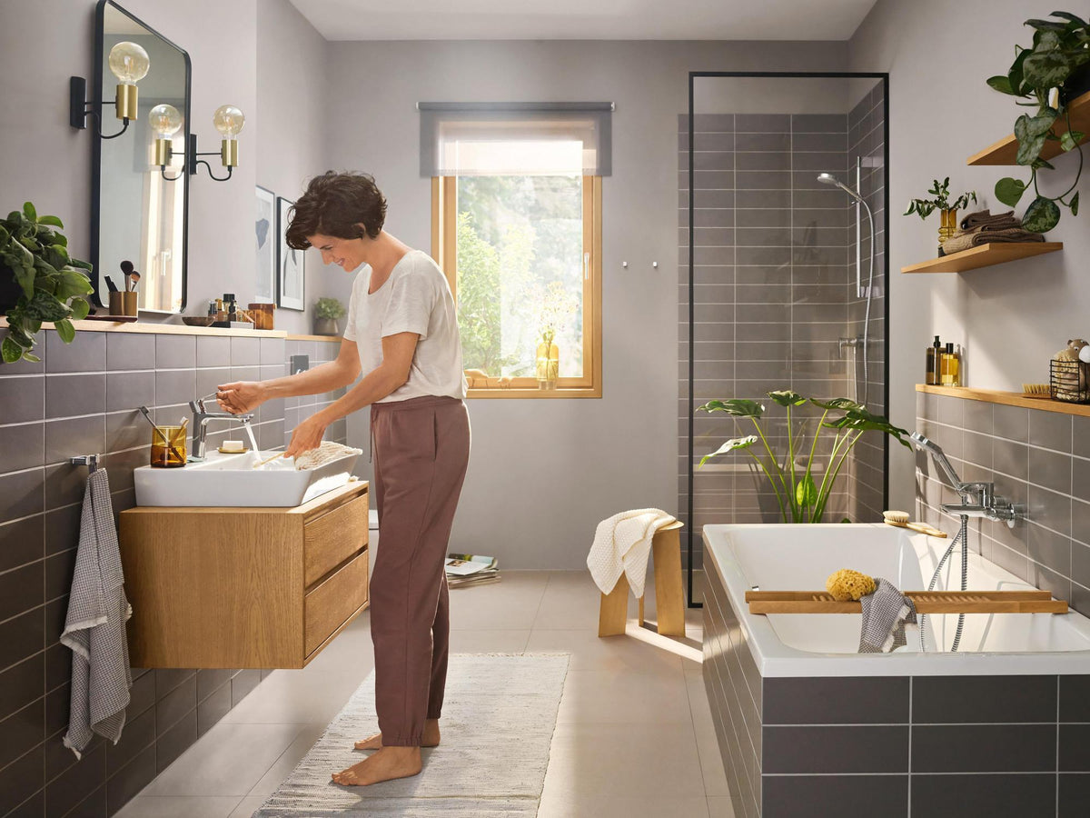 HANSGROHE Rebris E 110 Einhebel-Waschtischmischer CoolStart EcoSmart mit Zugstangen-Ablaufgarnitur chrom