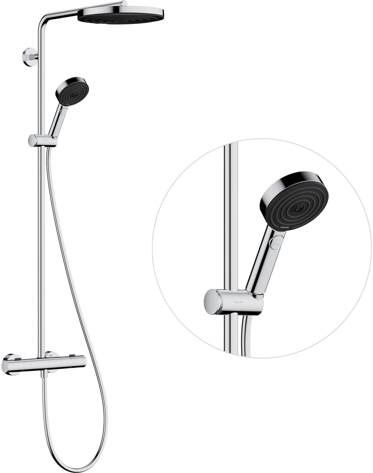 HANSGROHE Showerpipe Pulsify S Puro 1jet mit EcoSmart-Thermostat, chrom – 260 mm Kopfbrause