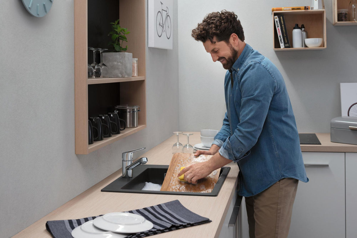 HANSGROHE Einbauspüle S51 450 SilicaTec graphitschwarz 1 Becken 60 cm Unterschrank