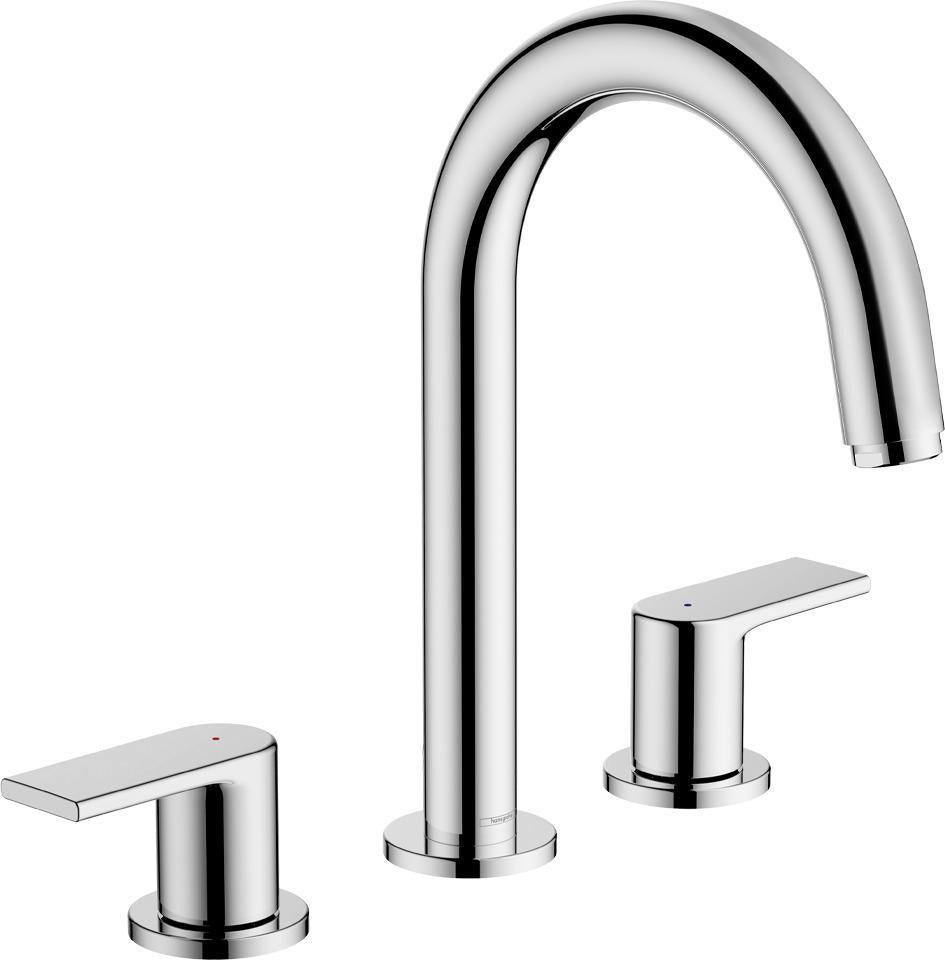 HANSGROHE VERNIS Shape 3-Loch-Waschtischarmatur mit Zugstangen-Ablaufgarnitur, Chrom