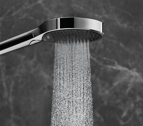 HANSGROHE HG Handbrause Rainfinity 130 3jet Chrom – 3 Strahlarten, QuickClean, Select-Taste