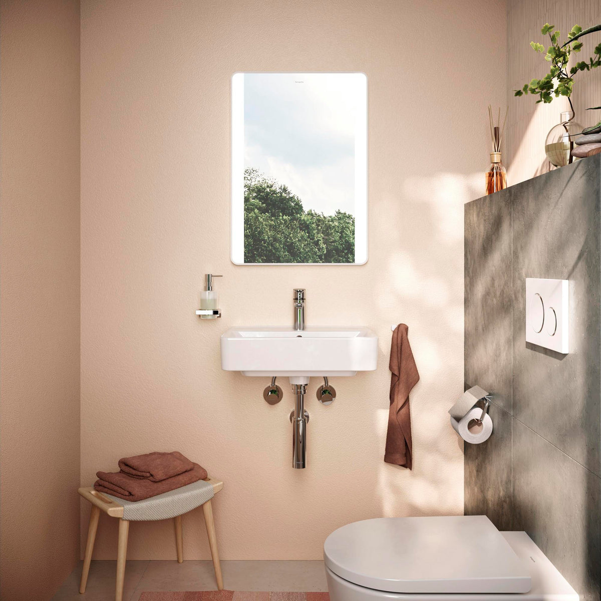 HANSGROHE Xarita Lite Q Wandspiegel 500x700 mm mit seitlicher LED-Beleuchtung und TouchlessSensor
