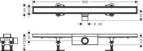 HANSGROHE RainDrain Compact Duschrinne 1200 mm Komplettset befliesbar