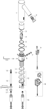 AXOR STARCK Elektronik-Waschtischmischer DN 15 mit Infrarot-Sensorik und ComfortZone 90