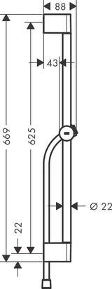 HANSGROHE Unica Pulsify Brausestange 650 mm Chrom mit Handbrausehalterung und Brauseschlauch