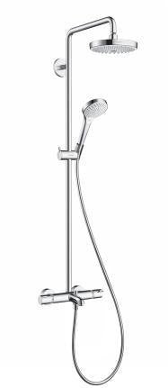 HANSGROHE Showerpipe Croma Select S 180 2jet DN 15 – Duschsystem für Wanne, weiß/chrom