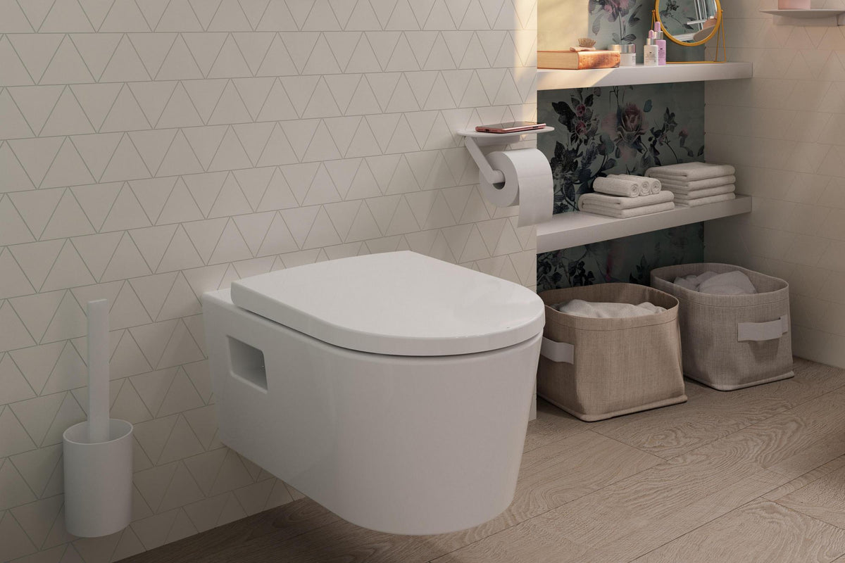 Hansgrohe WallStoris Toilettenbürstengarnitur mattschwarz – Wandmontage zum Kleben oder Bohren