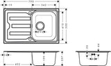 HANSGROHE Einbauspüle S440 A342 79 Edelstahl mit Abtropffläche und automatischer Ablaufgarnitur