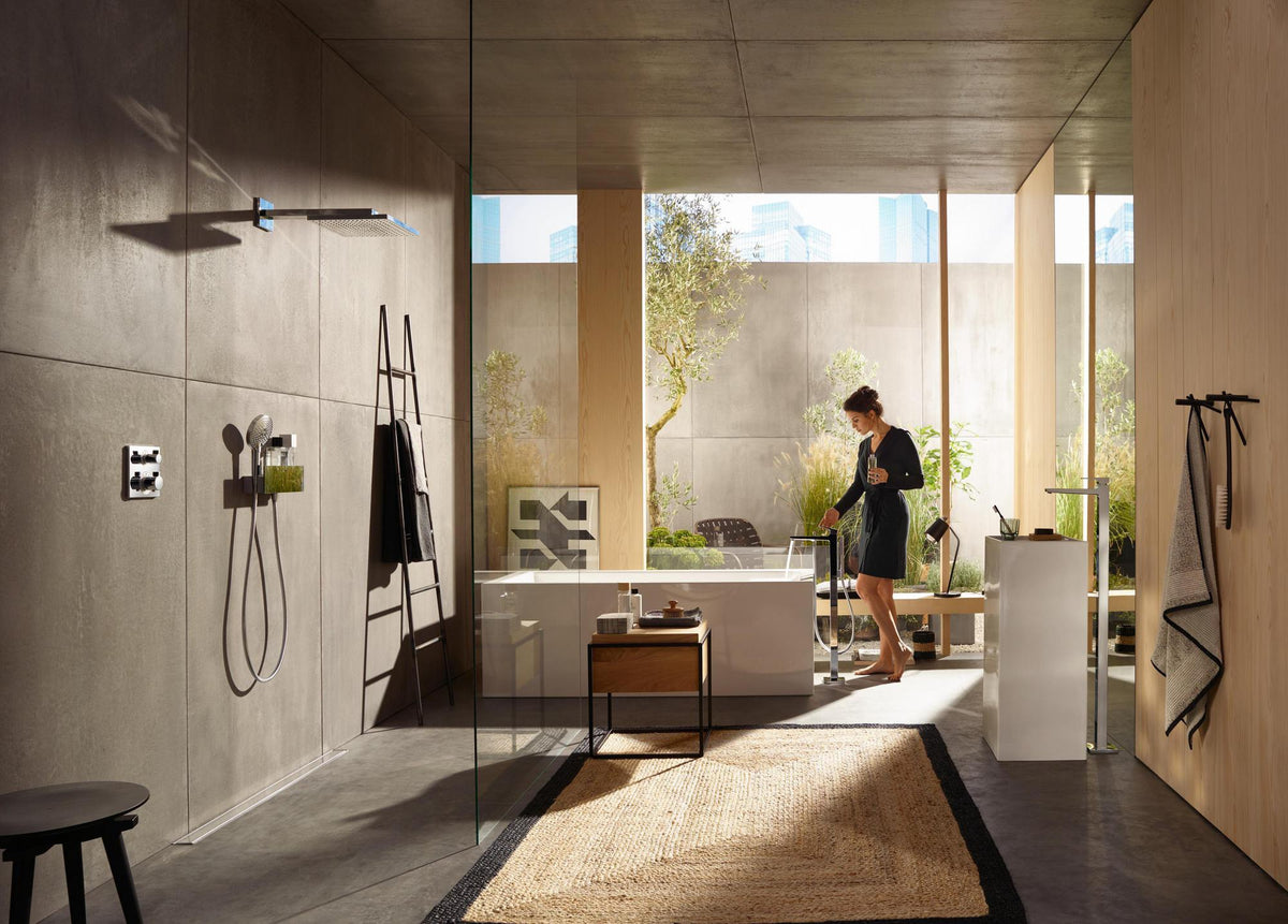 HANSGROHE FixFit Porter 300 Schlauchanschluss mit Brausehalter, weiß/chrom, 300 mm Ablage