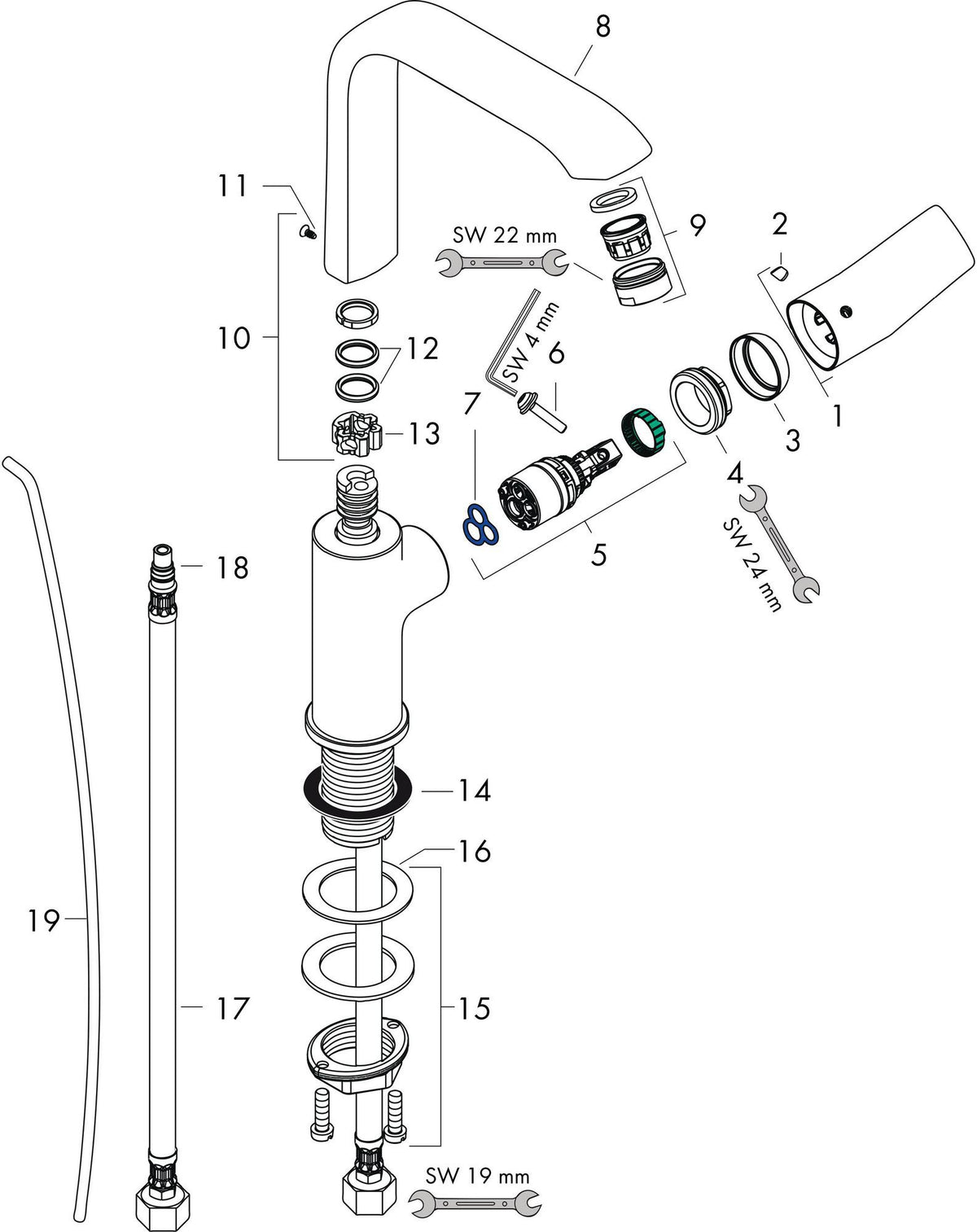 HANSGROHE Metris Einhebel-Waschtischmischer 230 DN 15 mit Schwenkauslauf, chrom