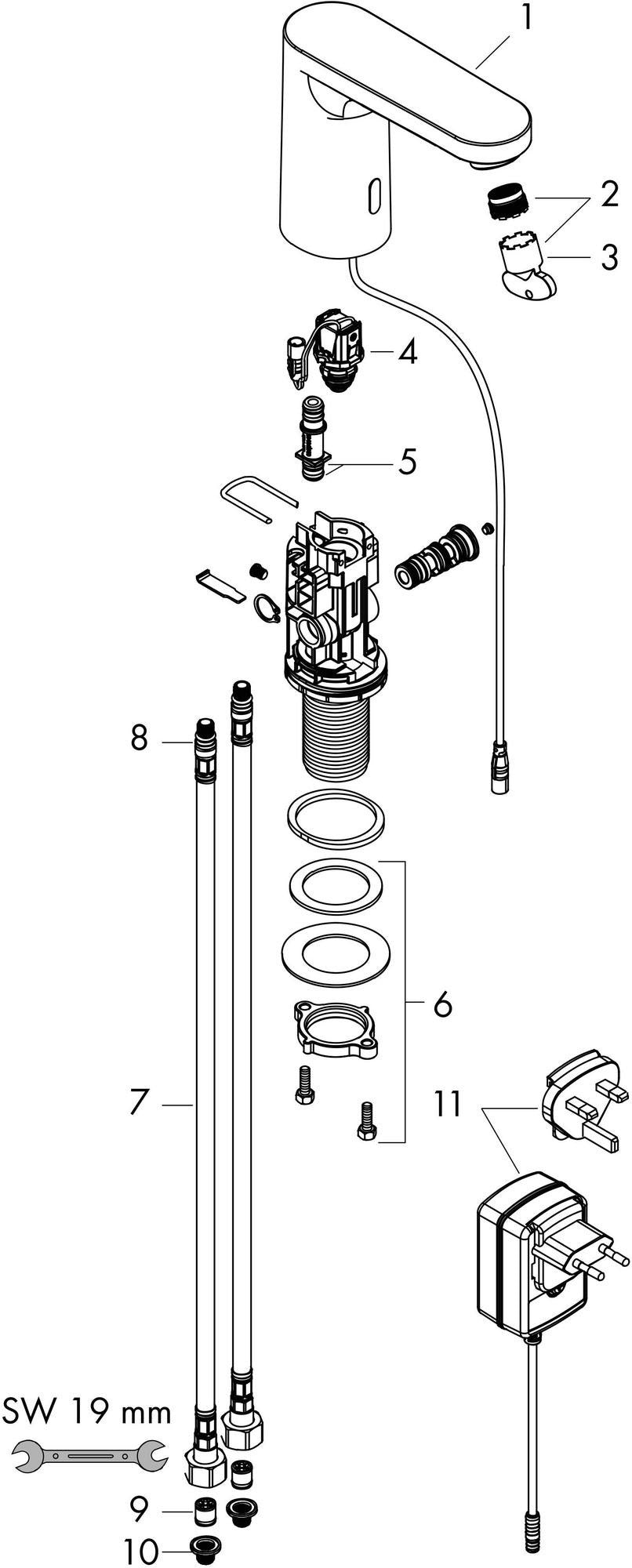 HANSGROHE VERNIS Blend Elektronik-Waschtischmischer mit Infrarot-Sensor und Temperaturvoreinstellung, Chrom