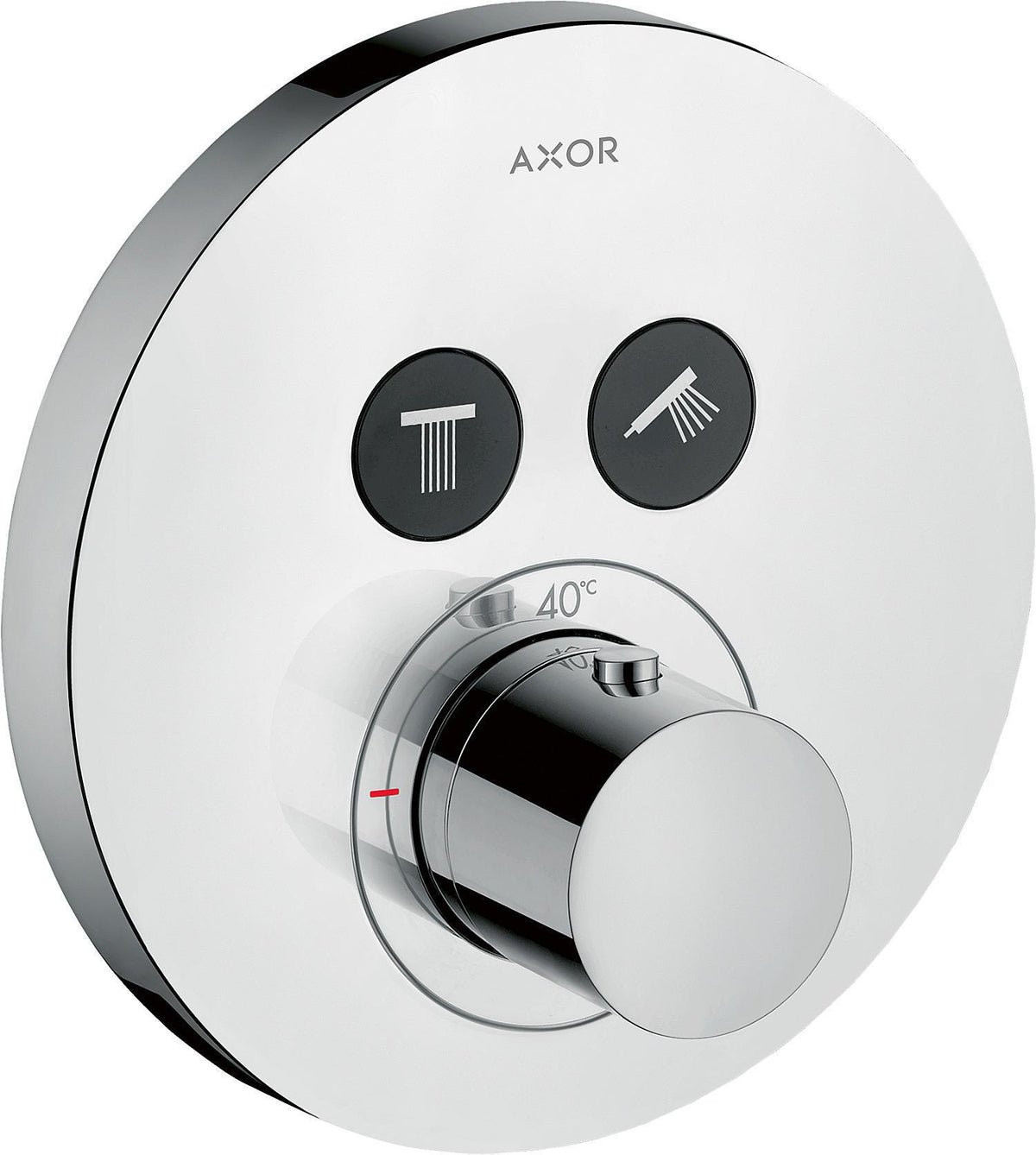AXOR ShowerSelect Round Thermostat für 2 Verbraucher – Chrom, wandmontiert