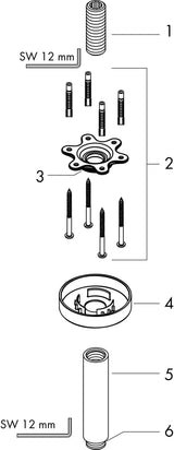 Hansgrohe Deckenanschluss CROMA SELECT S DN 15, 100 mm, chrom – mit Rosette