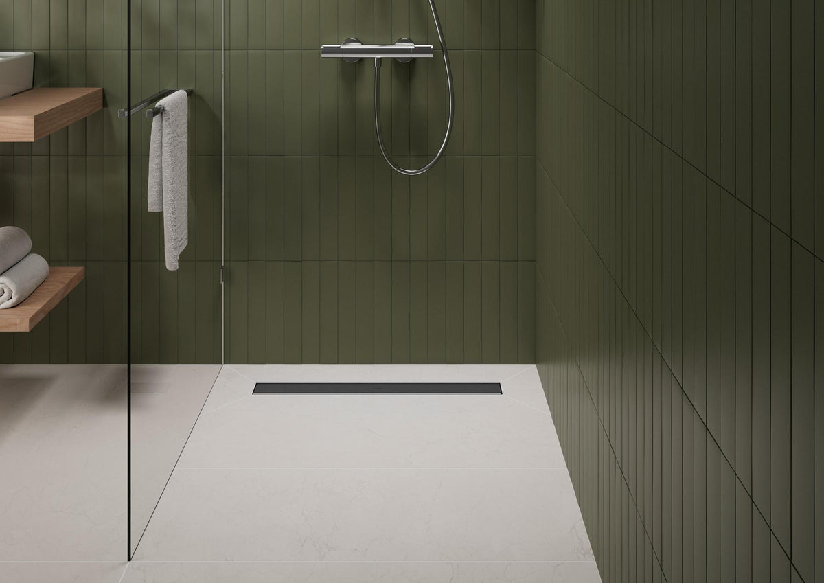 Hansgrohe RainDrain Go Komplettset Duschrinne 1200 mm rückseitig befliesbar für Stand- und flache Installation